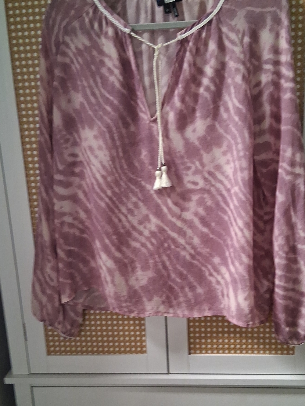 PAIGE Mauve and Ivory Tie-Tie Peasant Blouse